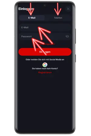 Geben Sie Ihre Anmeldedaten ein, um den Yep Casino Login abzuschließen.